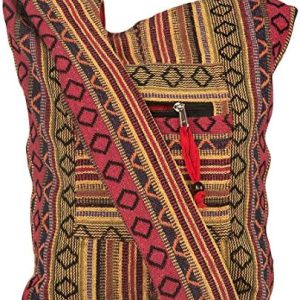 Tribe Azure Fair Trade Red Hobo Messenger Shoulder Bag Large Roomy Versatile Travel and Camping Bag