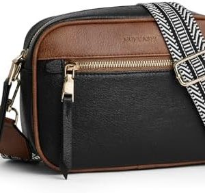 MUHUASHI Small Crossbody Bag for Women with Triple Pockets and Vegan Leather Shoulder Camera Purse Featuring Long Guitar